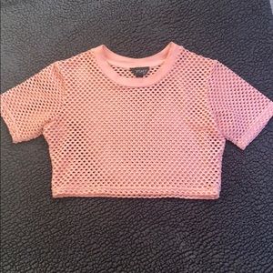 TOPSHOP Pink fishnet crop